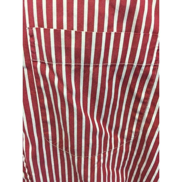 GITMAN BROS Mens Casual Oxford Button Shirt XL L/S Red White Vertical Stripes - Picture 7 of 11